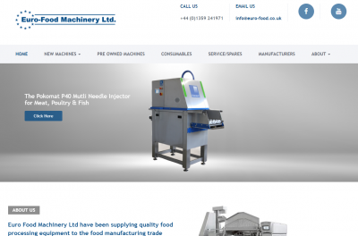 euro-food machinery's new website as designed and developed by East Anglia design in Suffolk